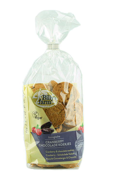 BILLY'S FARM CHOCOLADEKOEKJES CRANBERRY 175 GRAM