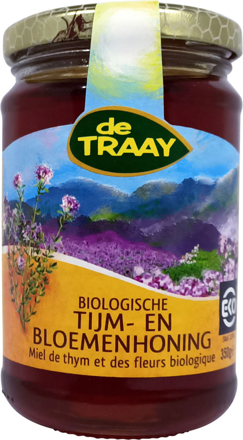 DE TRAAY HONING BLOEMEN MET TIJM 350 GRAM EKO