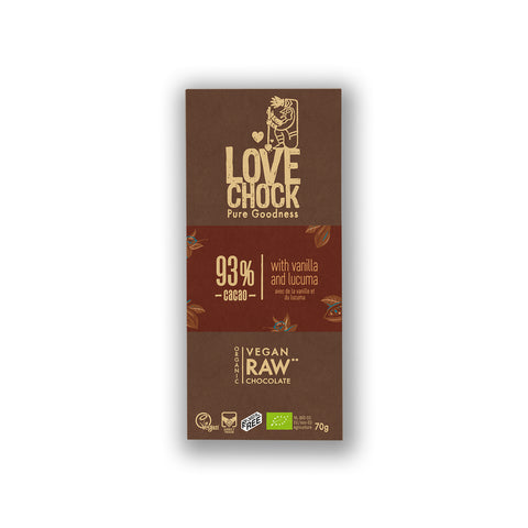 RAW-CHOCOLATE 93% WITH VANILLA AND LUCUMA 70 GramRAM