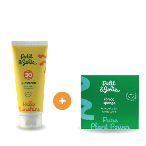 Petit Jolie: sunscreen spf 30 + baby konjac spons